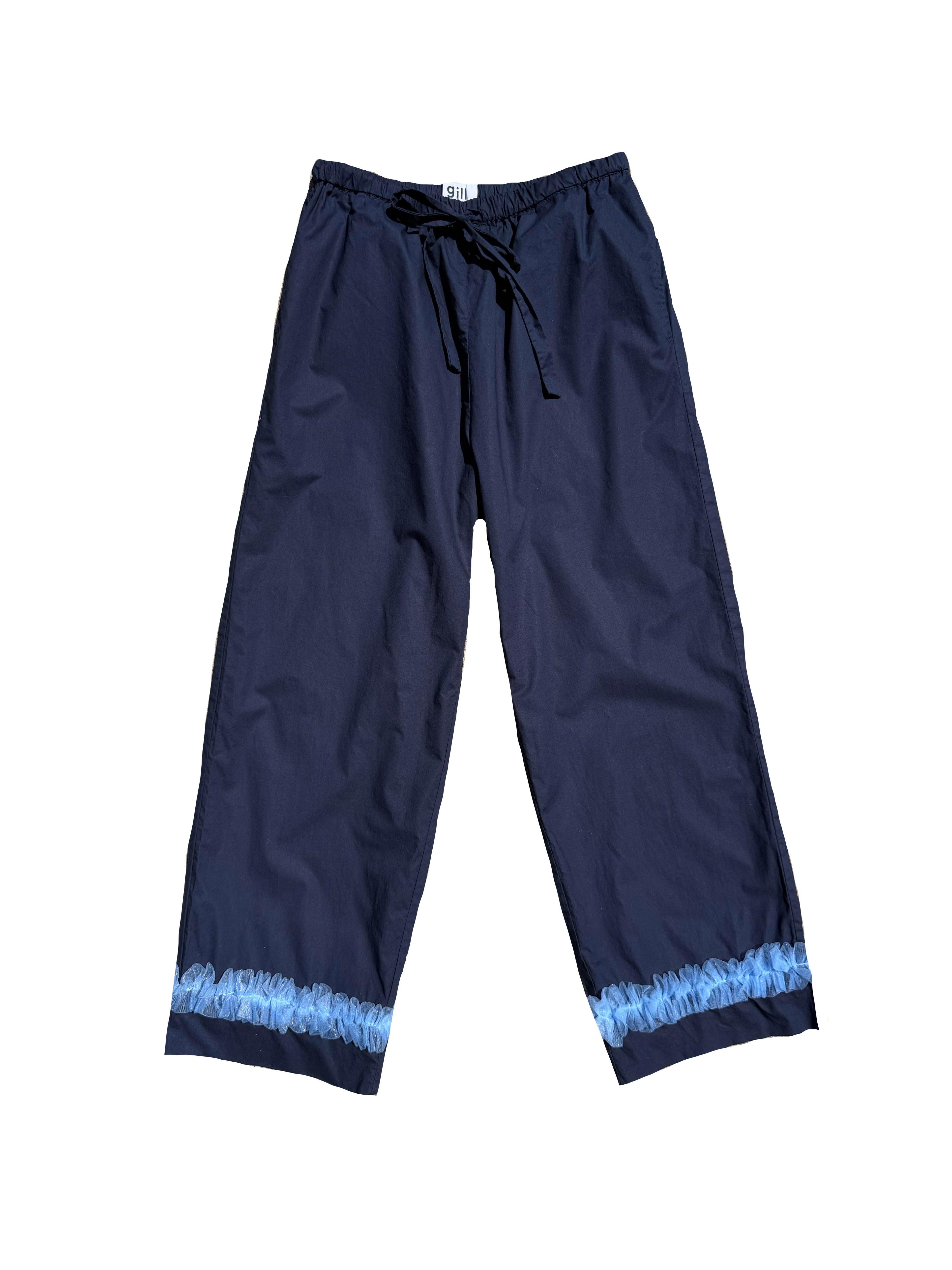 Cotton Poplin Pants - Navy