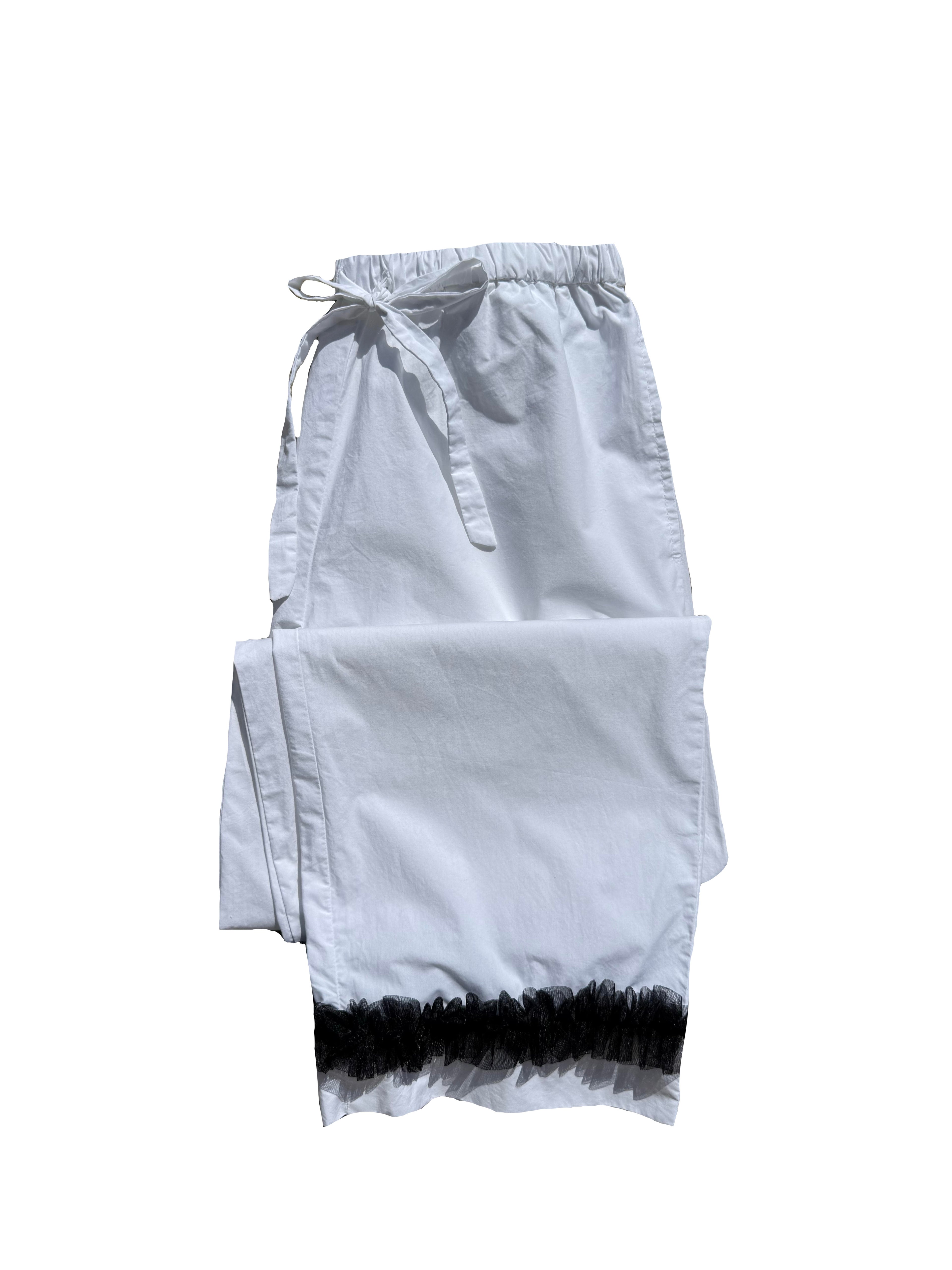 Cotton Poplin Pants - White